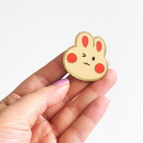 Bunny Pin | Hard Enamel Pin | Cute Pin | Golden Color Pin | Easter Gift - Picture 4 of 4